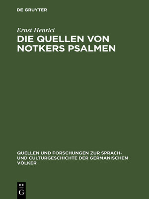 cover image of Die Quellen von Notkers Psalmen
